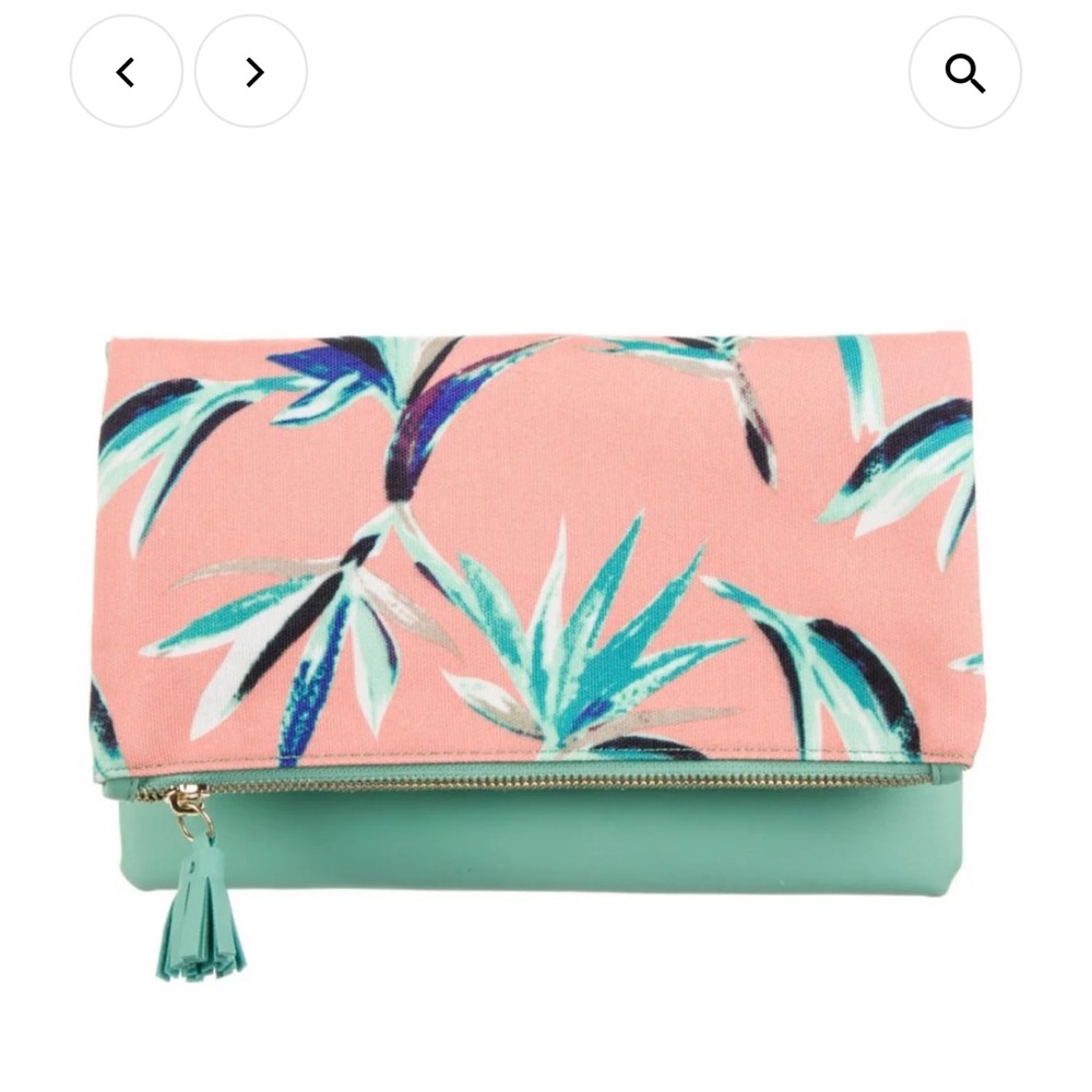 🤍Rachel Pally Reversible Clutch Bird of Paradise Floral Print Tassel